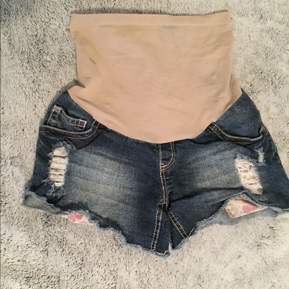 Flower pocket - maternity shorts - M